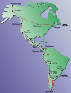 Route van de Panamericana 2012-2013